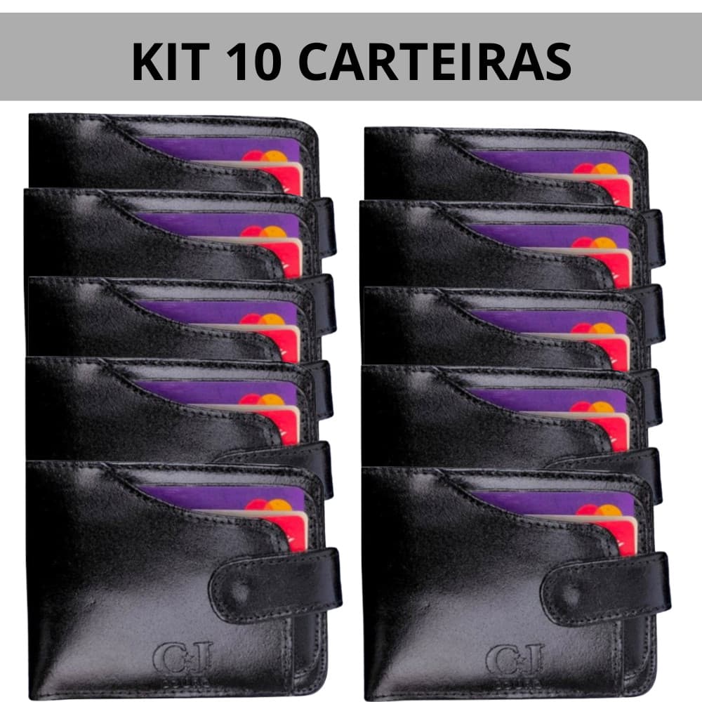 Kit 10 Carteira Masculina Couro Com Porta Documentos e Porta  moedas