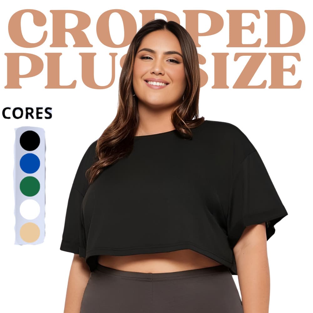 Cropped Plus Size Blusa Plus Size 100% Algodão T Shirt Feminina