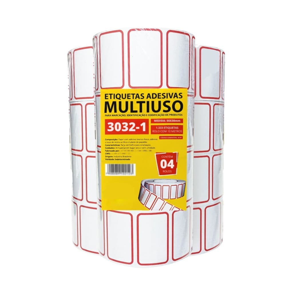 Etiqueta Adesiva Térmica 50x30mm Kit 4 Rolos Para Estoque Identificação e Marcação