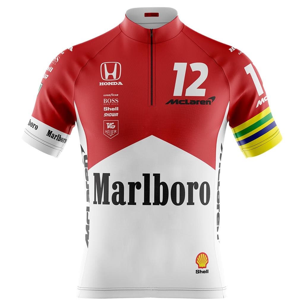 Camiseta Ciclismo Masculina Dryfit Proteção UV Bike MTB Speed Senna Malboro