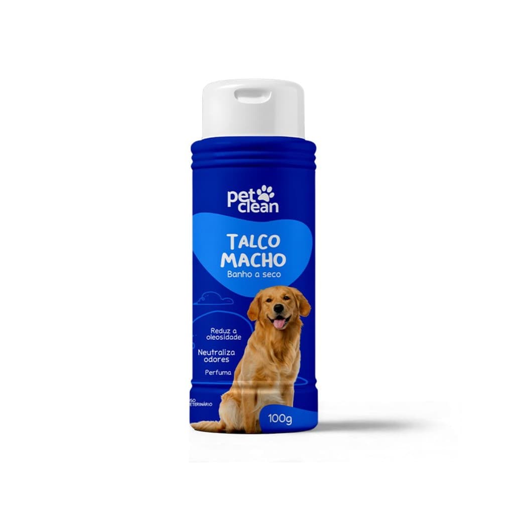 Talco Banho à Seco Macho para Cães 100g - Pet Clean