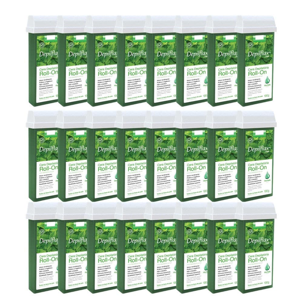 Kit 24 Refil Ceras para Depilação Roll On Quente Hortelã Menta Mel Depilatória 100g Depilflax