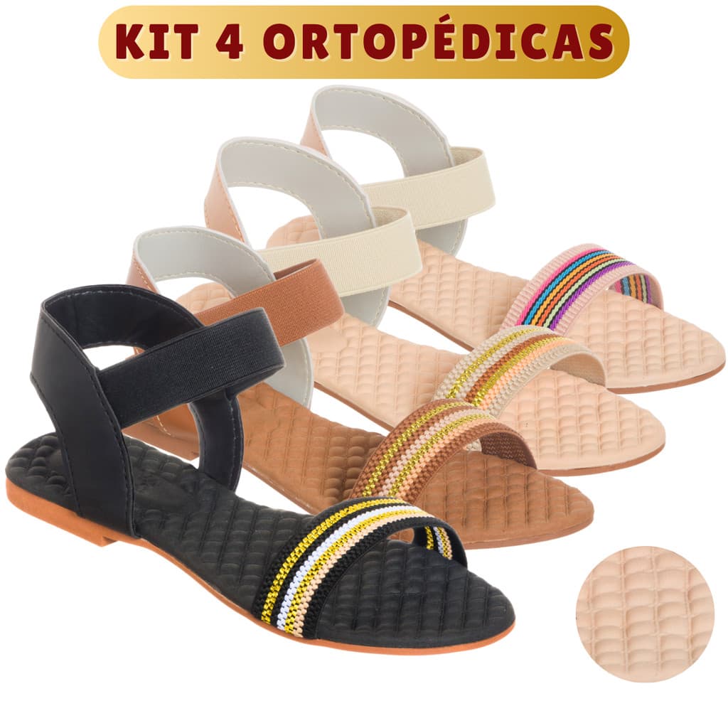 Sandália Feminina Ortopedica Kit 4 Esporao Massageadora Confort Macia