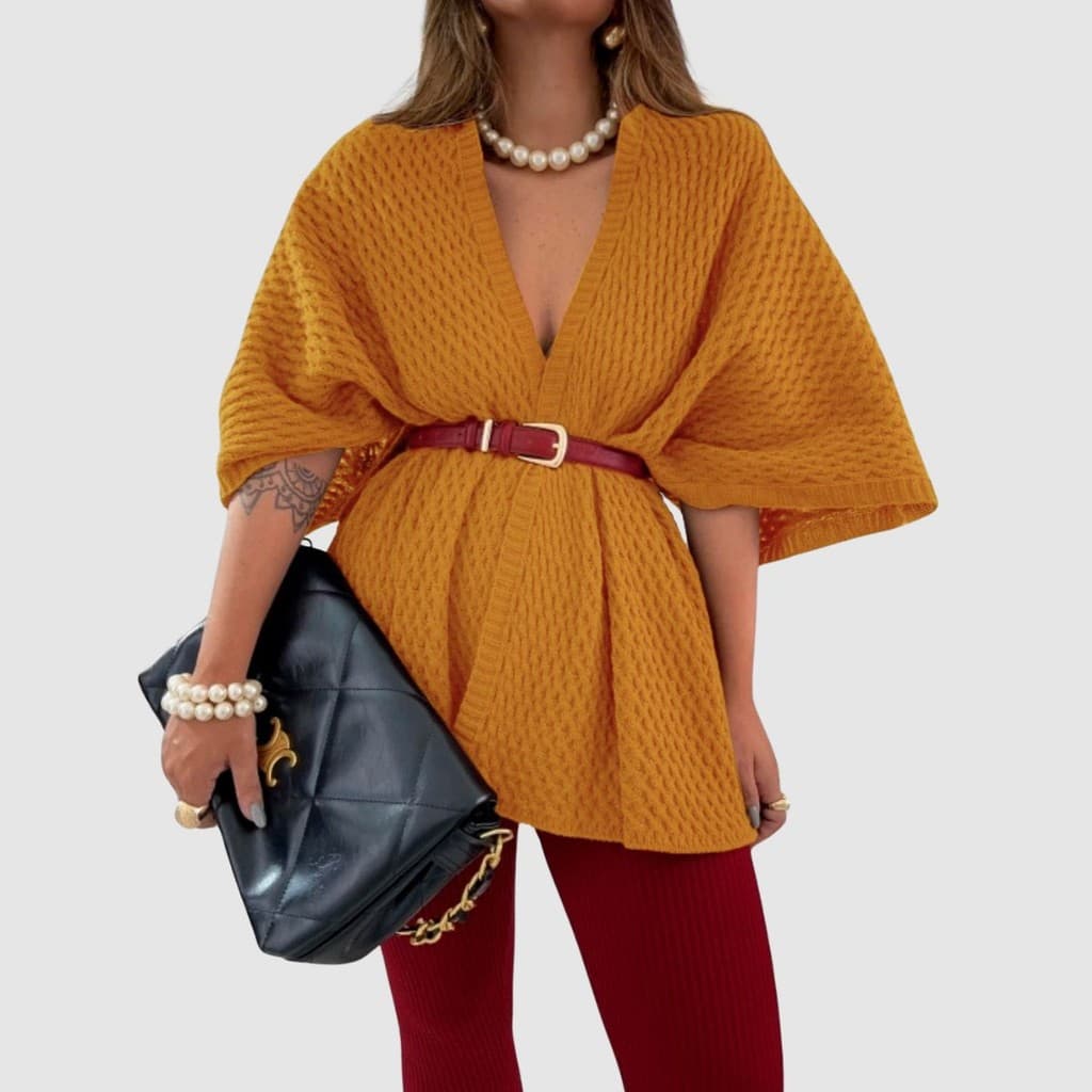 Casaco Cardigan de Frio Feminino Longo Elegante Tricot Modal Aberto