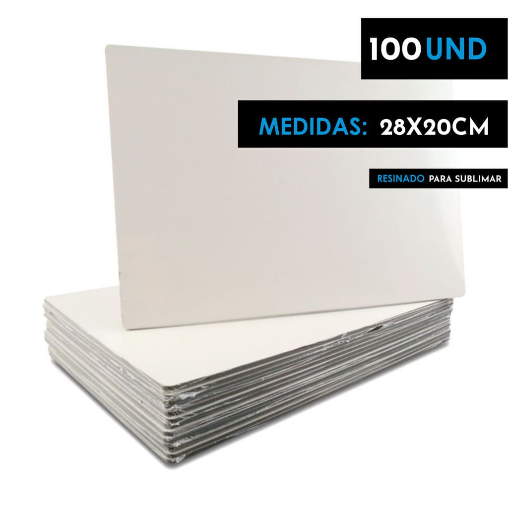 Kit 100 Placas Mdf 3mm Para Sublimação 28x20cm Premium