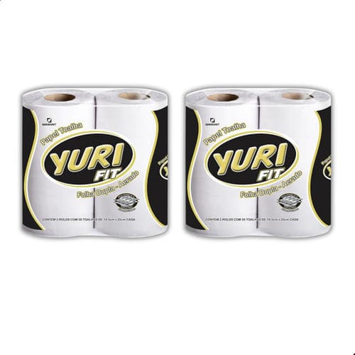 Papel Toalha Yuri Fit Folha Dupla - 2 Pacotes De 2 Rolos