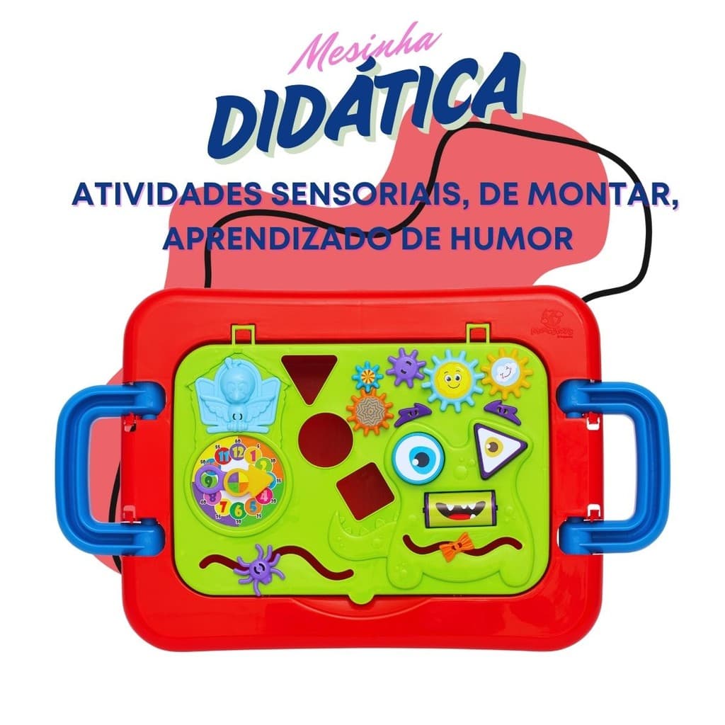 Brinquedos Sentimentos Mesinha Didática e Baby Monster Mercotoys para Bebês Inteligência Emocional