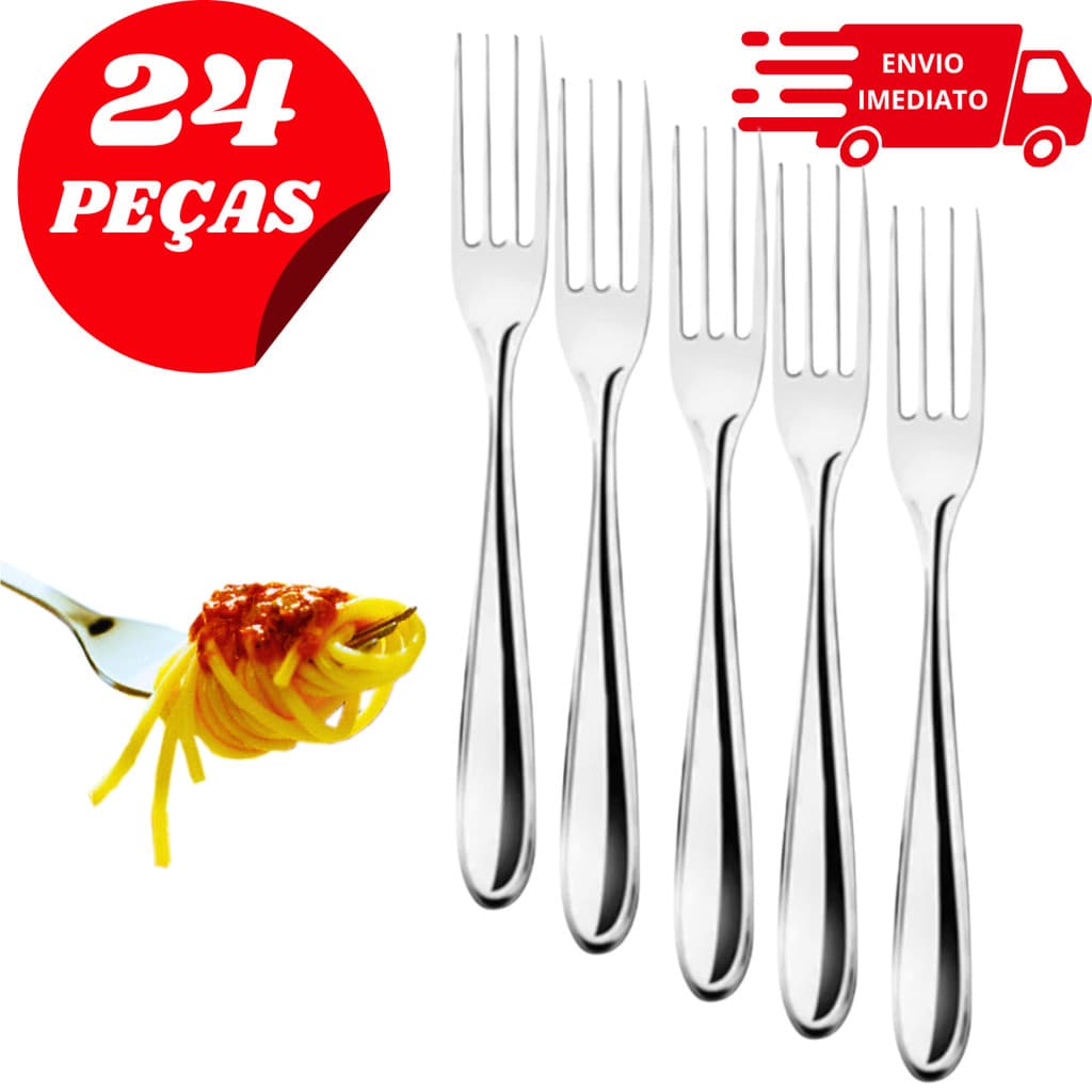 Kit 24 Garfos Inox de Mesa – Aço Inoxidável Resistente | Talheres Ideais para Cozinha e Refeições