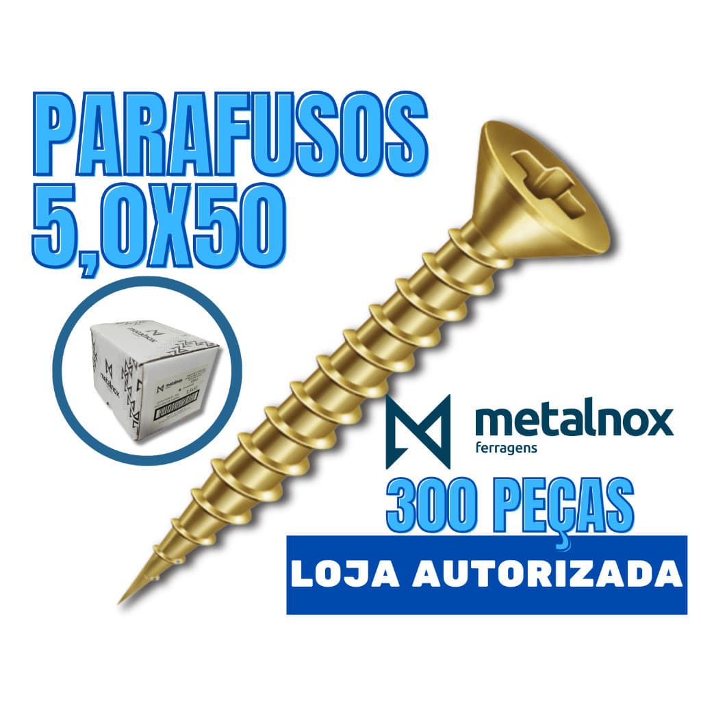 Parafuso Phillips Metalnox 5,0x50 Caixa c/300 unidades / 5.0x50 / 5.0 x 50 / 5,0 x 50 ok
