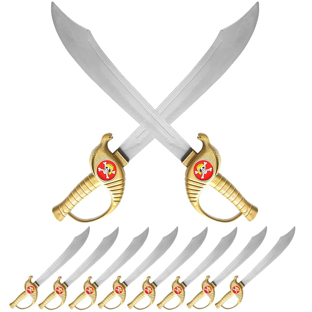 Kit 8 Brinquedos Espada Pirata 57cm Dourada Lojista Lembrança de Festa