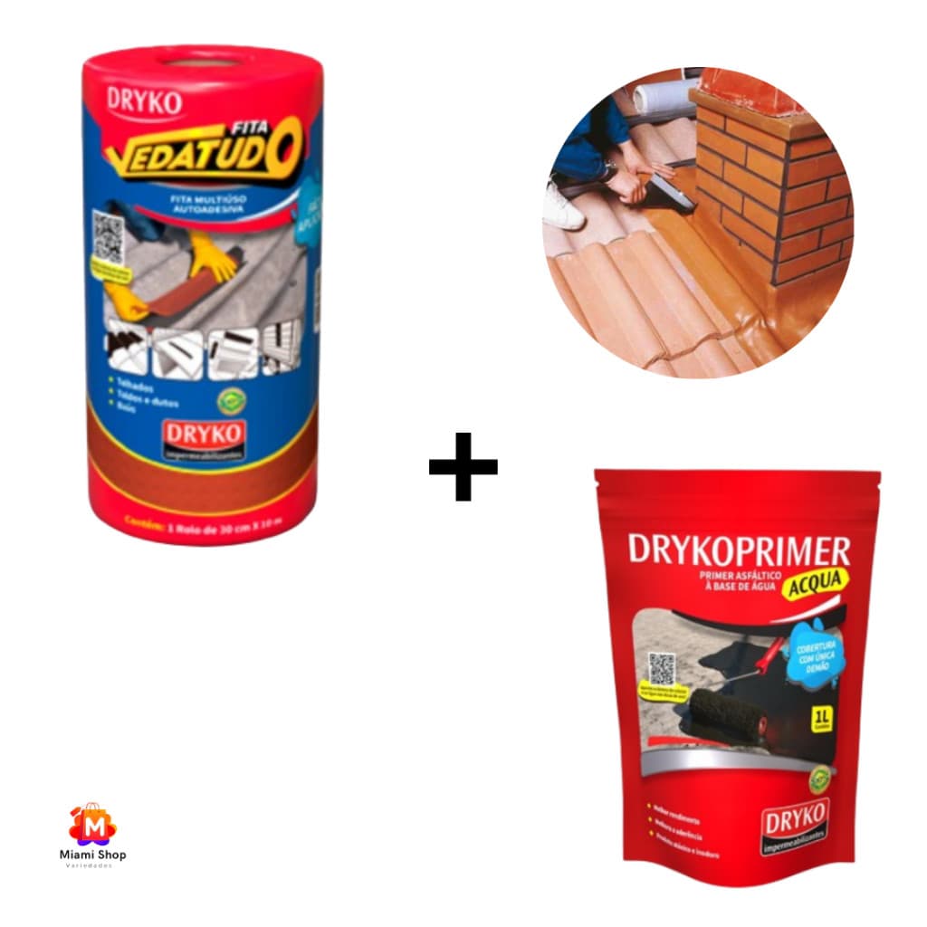 Kit Manta Asfáltica Terracota 30cm + Primer Asfáltico 1L Aplicação Fita Metalizada Vedação Vedatudo
