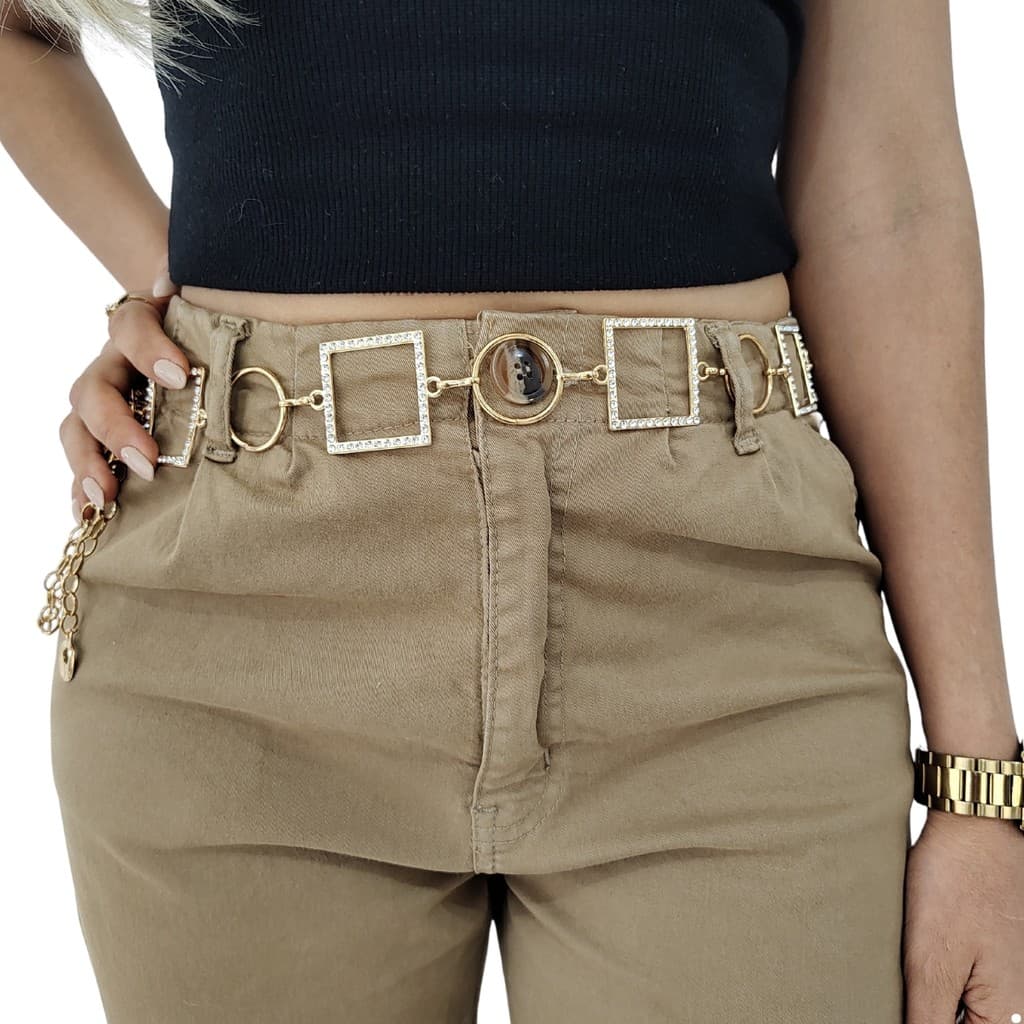 Cinto Corrente Com Strass Brilho De Metal Feminino Tendência Para Mulheres Promoção