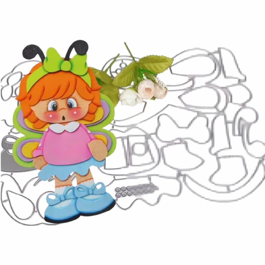 Faca De Corte E Relevo Menina Borboleta 30 cm