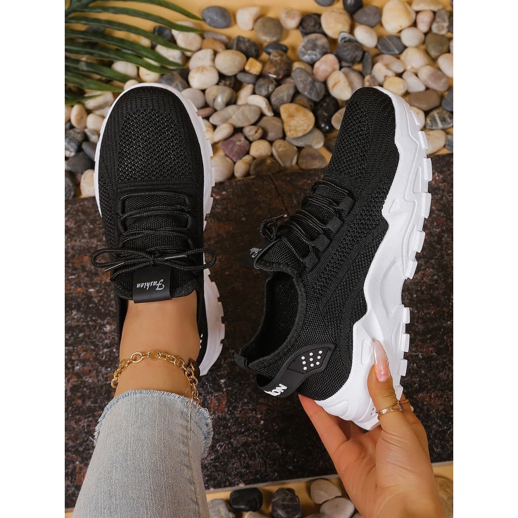 Sapatos Esportivos Casuais Femininos Respiráveis De Tecido De Malha Com Sola Macia