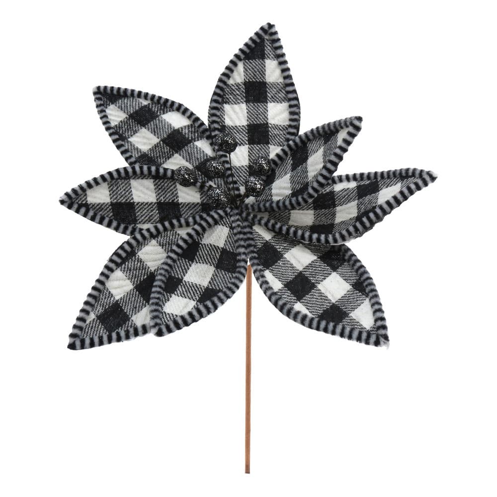 Flor Artificial Poinsétia Árvore de Natal - Preta Xadrez