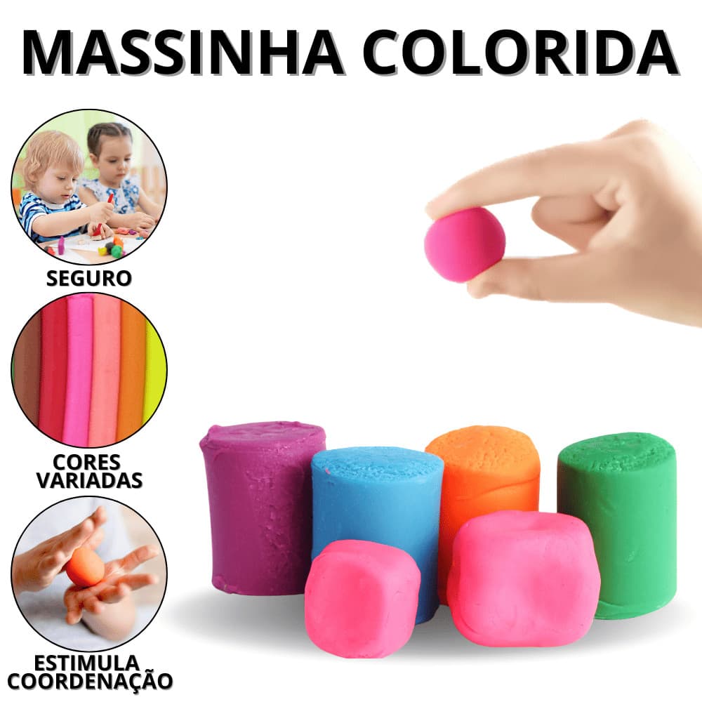 Brinquedo Infantil Massinha Massa De Modelar Com Molde Massinhas Coloridas  Brinquedos Criança Bebê