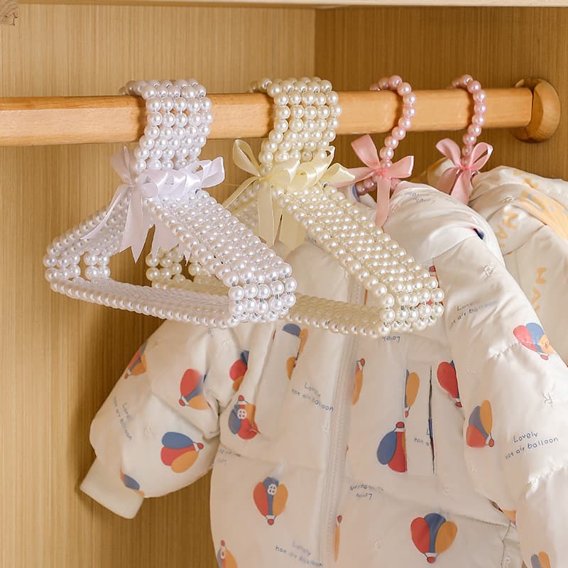 1PC 20/25/30cm Elegante Pérola Bowknot Fita Cabide Vestido De Casamento Organizador De Roupas Rack De Armazenamento De G