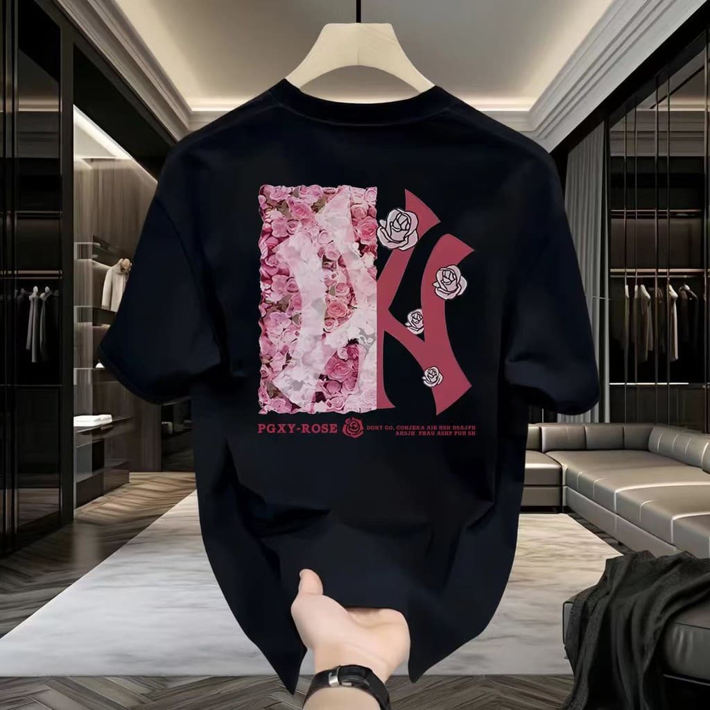 Camiseta masculina elegante com gola redonda Unisex Camiseta masculina estampada camiseta 100 algodão streetwear