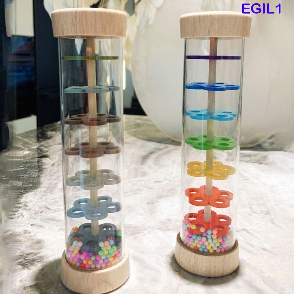 EGIL1 Kids Rain Rainmaker , Brinquedo Musical De Bastão De Chuva De Ampulheta Arco-Íris , Agitação Manual