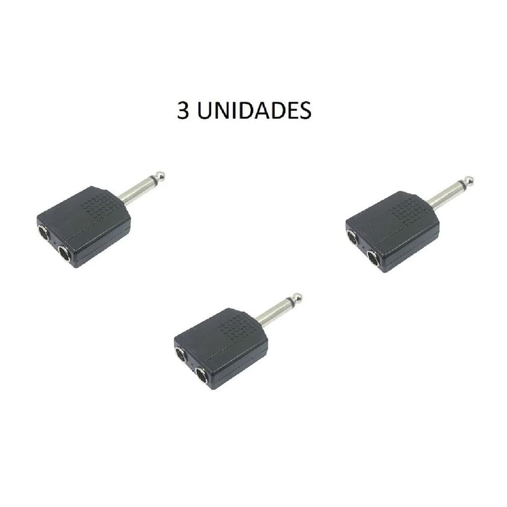 3 X Duplicador Adaptador P10 Mono Mesa Fone Microfone