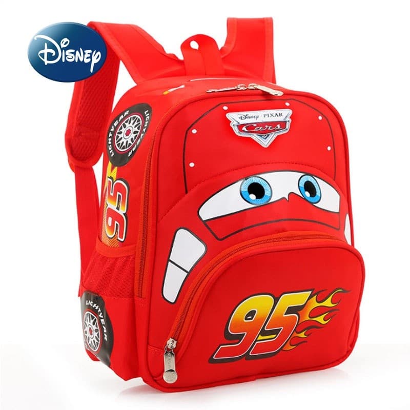 Pixar Lightning McQueen Kids 3D Cartoon Estéreo Carro Mochila Bebê Menino Criança Bolsa Escolar