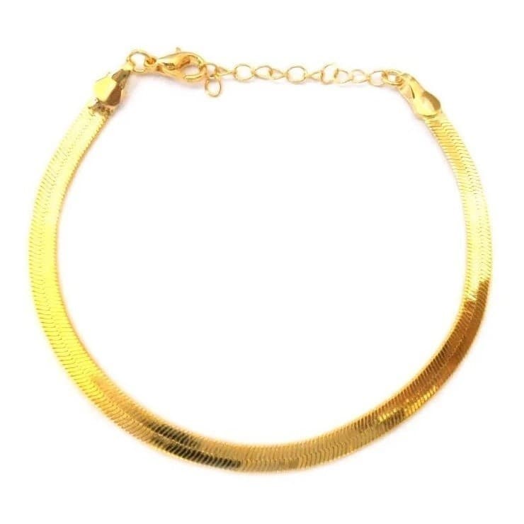 Pulseira Feminina Laminada Lisa C/ Alongador Folheado A Ouro REF:02DM