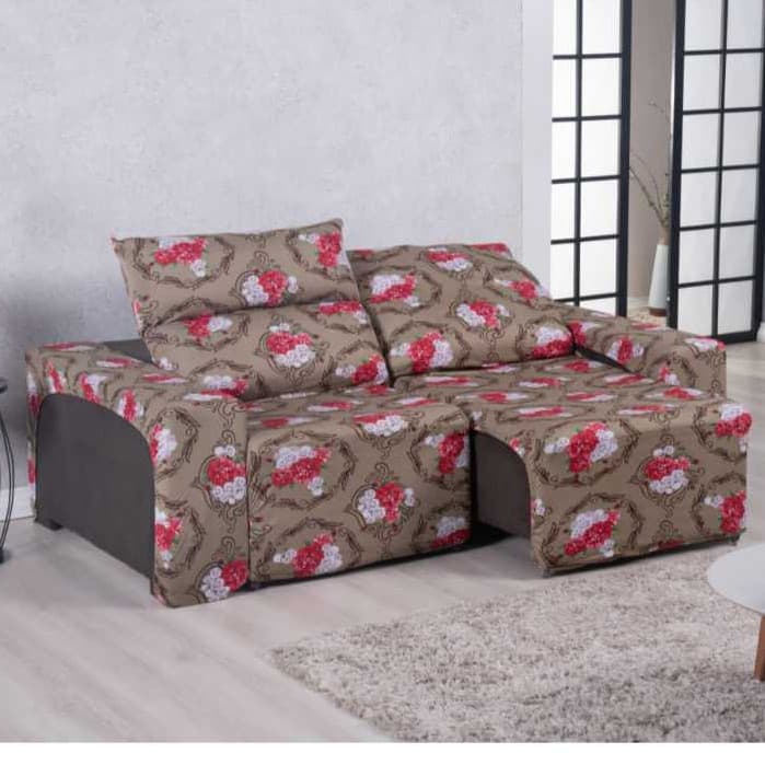 Capa de Sofá Retrátil Extra Grande 2 Lugares, Estampado, Ajustável, em Tecido Malha Gel