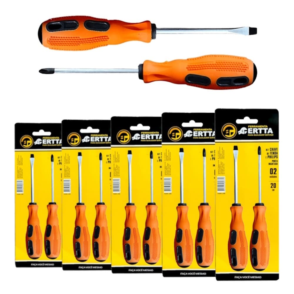 5 Kits De Chaves Fenda Philips Profissional Com Cabo Emborrachado Ponta Imantada