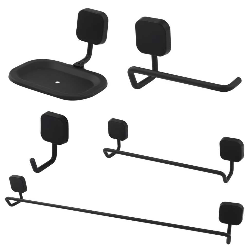 KIT ACESSÓRIOS PARA BANHEIRO, TOALHA, PAREDE, AÇO INOX COR PRETO FOSCO