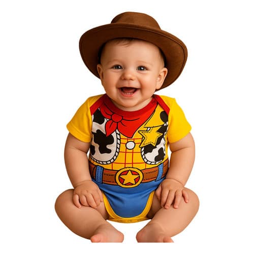 Body bebê personalizado mesversário menino woody cowboy xerife + chapéu