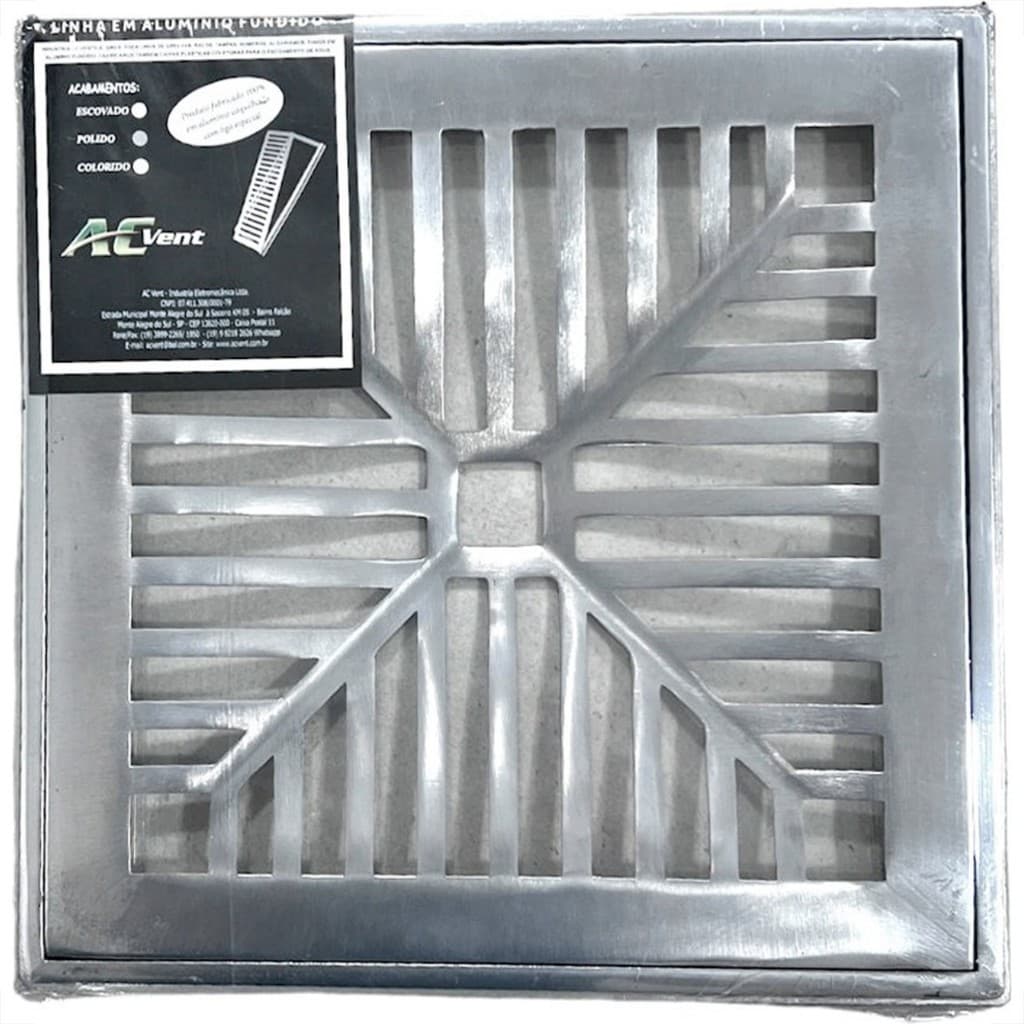 Grelha De Aluminio Com Porta Grelha Concava 25X25Cm Com Porta Grelha Concava