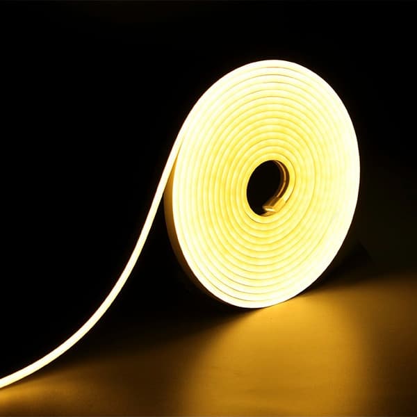 Fita De Led Neon Branco Quente Com 5 Metros 12V Bivolt Flexivel Resistente A Agua Com Ou Sem Fonte