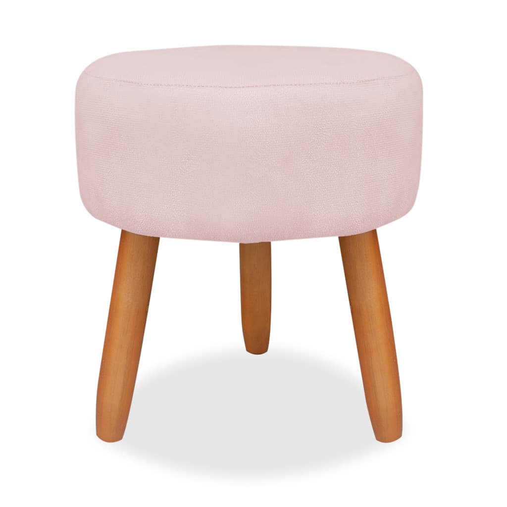 Puff Redondo Decoração Pés Palito Suede Premium