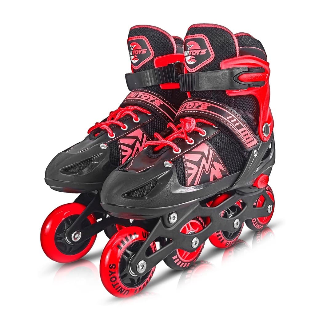 Patins Infantil Roller Cor Vermelho Com Freio E Ajuste De 4 Números até 60 Kg - Unitoys