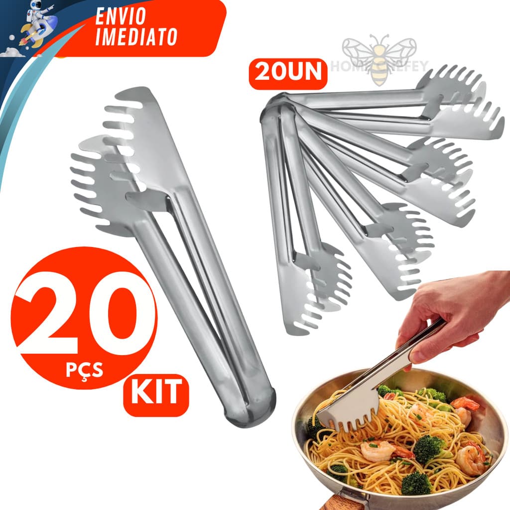 20 Unidades Pegador de Massas Alta Qualidade Premium Macarrão em Aço Salada Massas Churrasco Cozinha Multiuso Utensílios