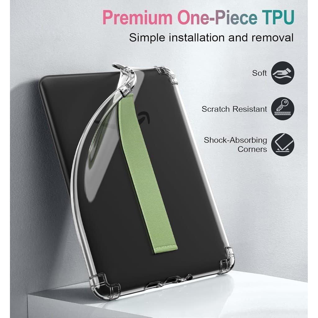MoKo Ultra Slim Transparente Macio Flexível TPU Capa Com Alça De Mão Para Kindle Paperwhite De 7 " (12a Geração-2024)