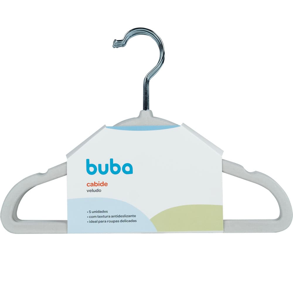 Kit 5 Cabides Infantil De Veludo Cabide Para Roupa Bege Antideslizante Criança Bebê Buba