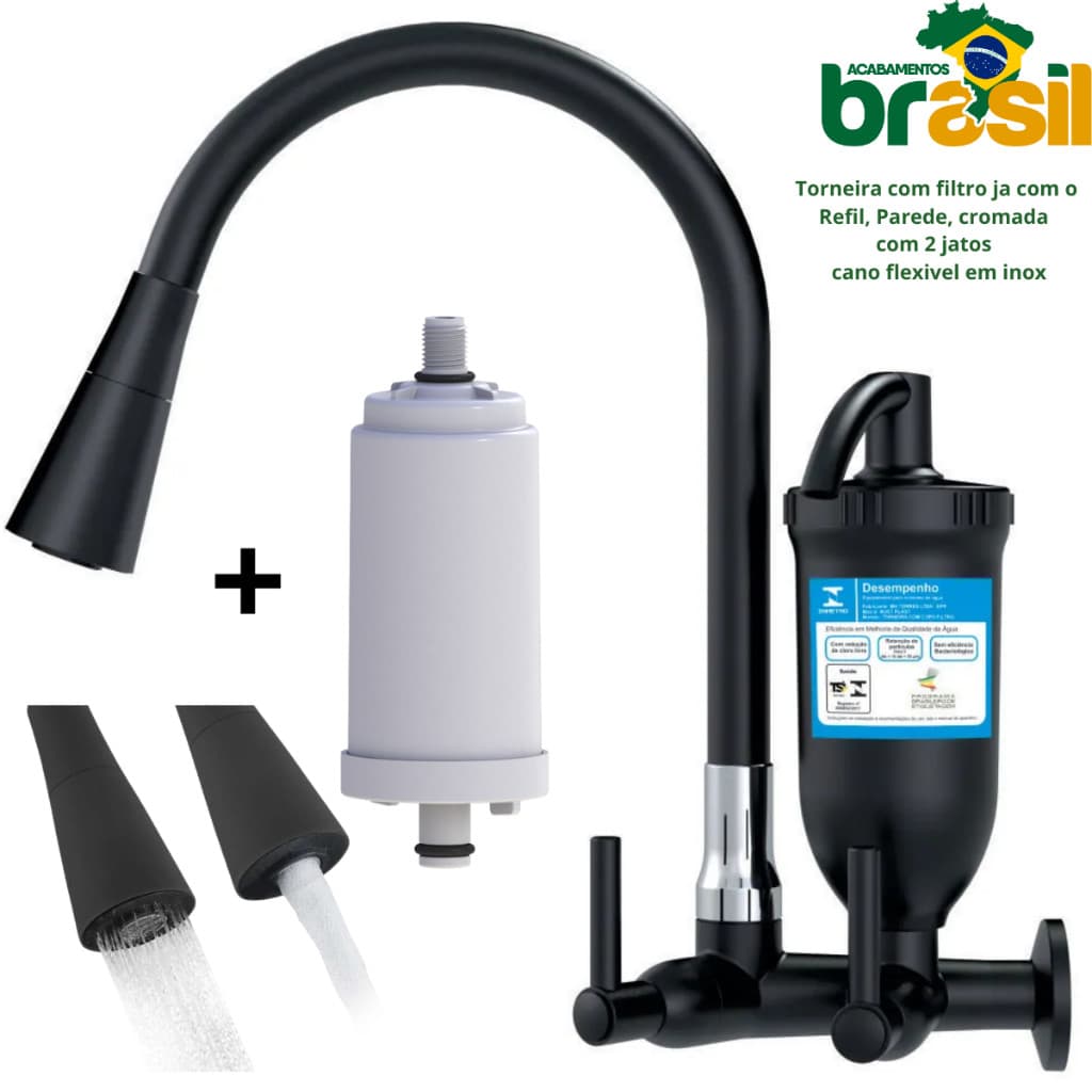 Torneira filtro preta cozinha parede filtro preta com vela extra torneira cozinha preta filtro