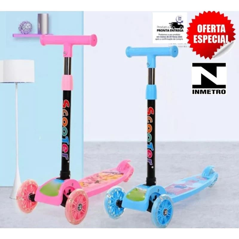 Patinete Infantil 3 Rodas De Led Dobrável Scooter Crianças FACIL