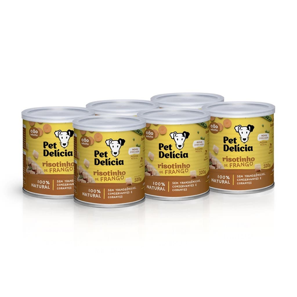 KIT 6 UNIDADES ALIMENTO ÚMIDO PET DELÍCIA RISOTINHO DE FRANGO 320G CÃES