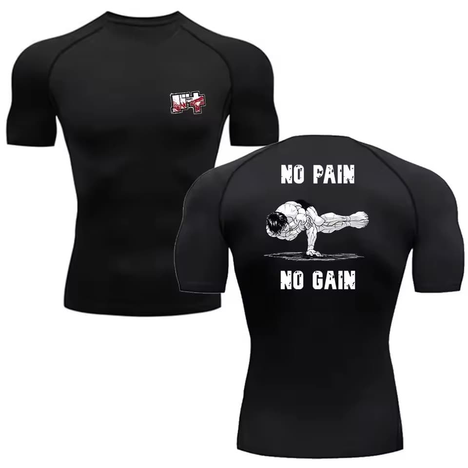 Camiseta Compressão Raglan Baki Hanma Anime Luta Varias Estampas Gym Academia Bodybuilder