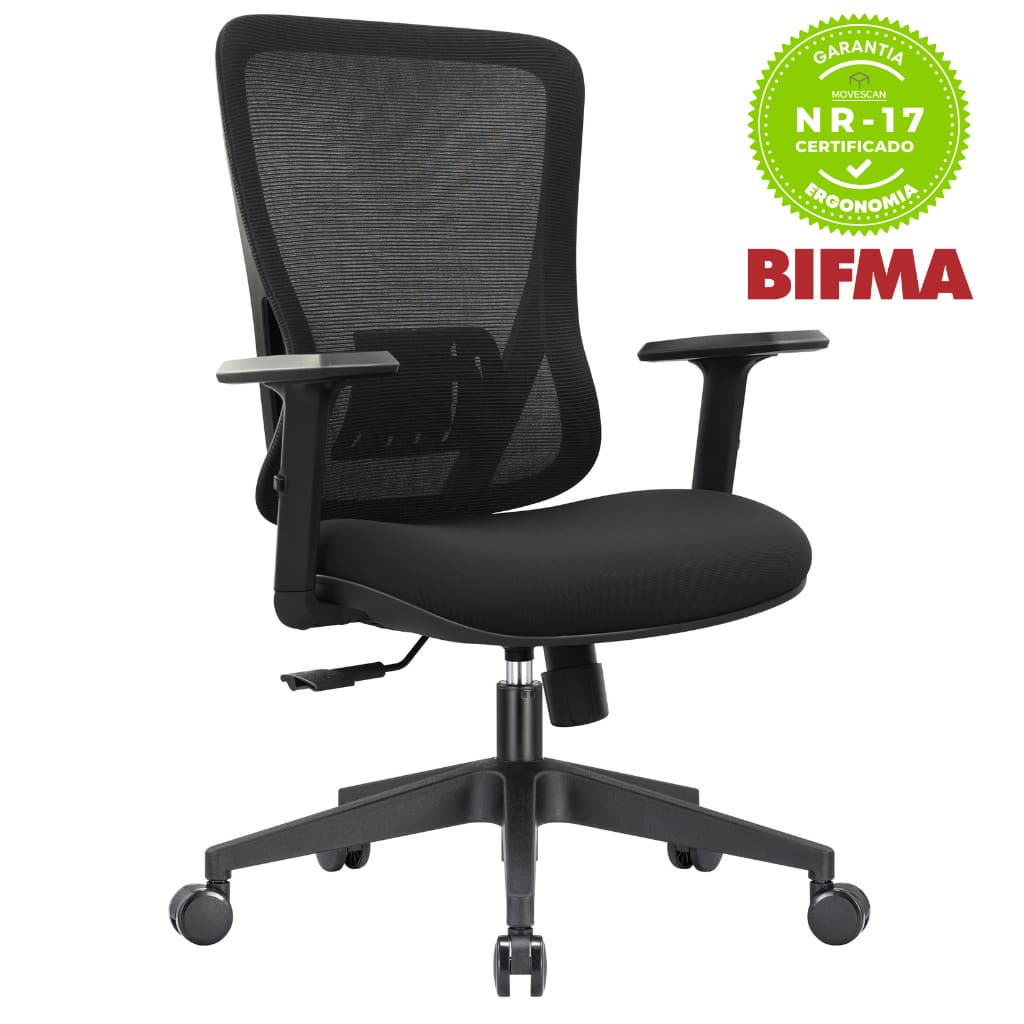 Cadeira Ergonômica de Escritório com NR17 Diretor Kappa Movescan Preta