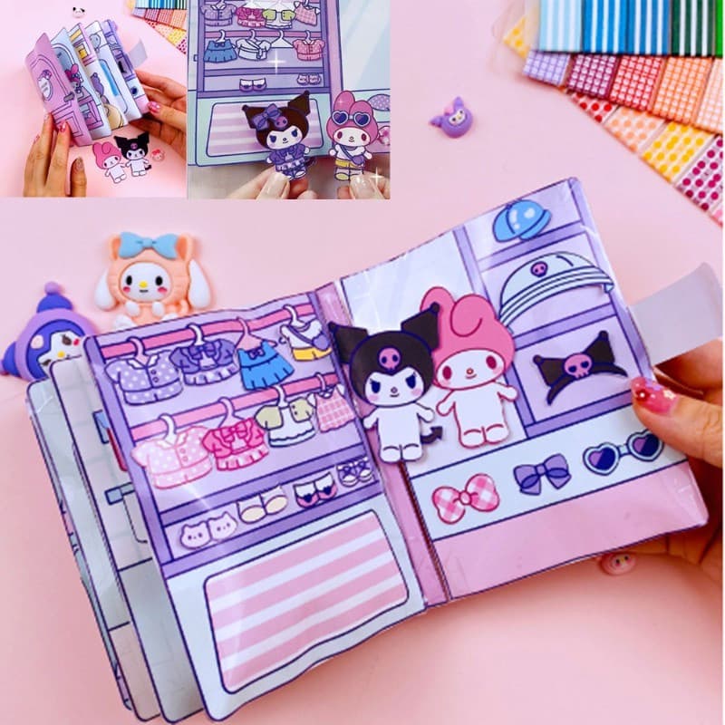 Brinquedo de Artesanato Educacional de Alívio de Estresse Silencioso Kuromi Melody Dress-Up