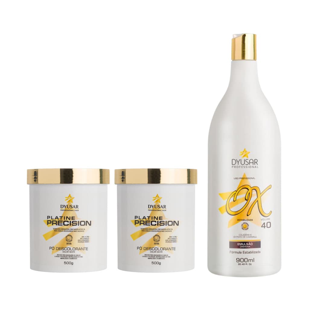 Kit 02 Pó Descolorante White 500g + 01 Ox 40 Volumes 900ml