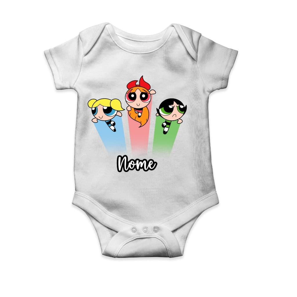 Body Bebê Infantil Meninas Super Poderosas Docinho Lindinha Florzinha Personalizado Com Nome Garotas