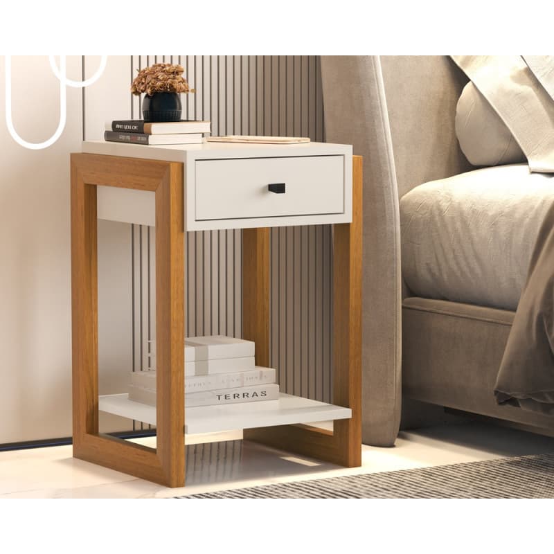 Mesa de Cabeceira Clássica Quarto 1 Gaveta Pérola Brilhante -  Decora Móveis Online