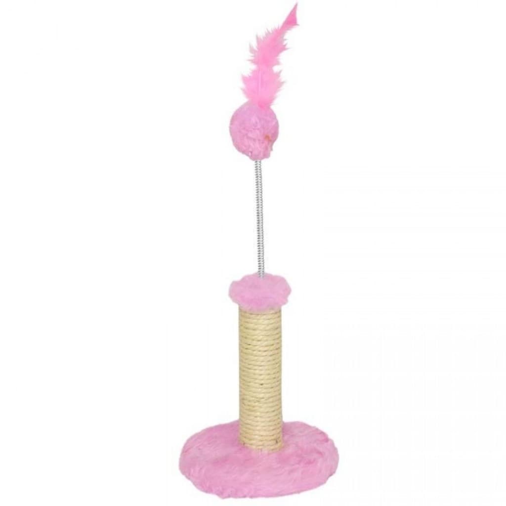 Arranhador Poste Para Pets Gatos Redondo Pequeno em Pelúcia 18x18x23 cm Rosa