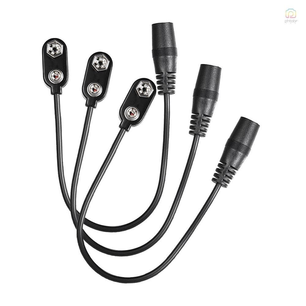 Conversor De Clipe De Bateria 9V Conector De Pressão 2.1 Mm * 5.5 Plugue Fêmea Para Efeito De Guitarra Fonte De Alimenta