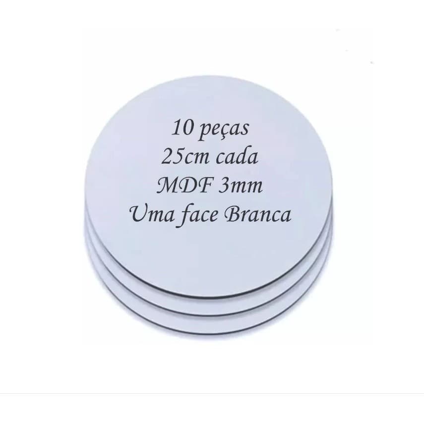 Cake Board Base Bolo em MDF Liso Branco 25cm com 10pçs