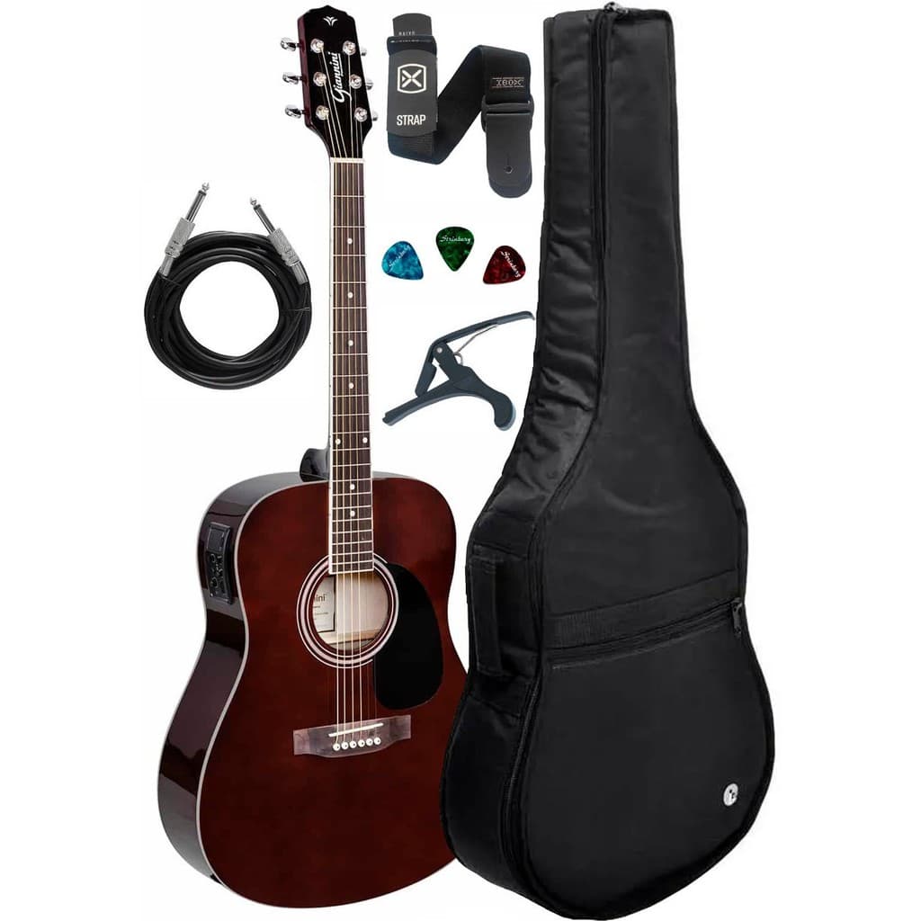 Violão Elétrico Folk Giannini Aço Gd-1 Tdw Kit Capa Luxo Gd1